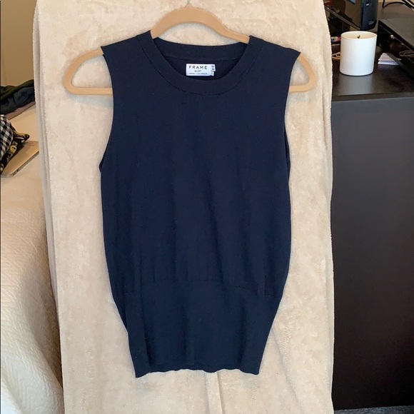 Knit navy Frame tank top - Picture 1 of 3